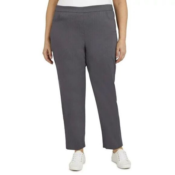 Alfred Dunner Pull-On Pant Allure Proportioned Elastic Waistband Gray Plus 18W - Picture 1 of 6